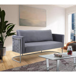 Casa 75.5" Velvet Upholstered Sofa in Grey