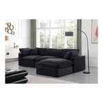 Comfy 119" Velvet Upholstered 4pc. Modular Sectional in Black