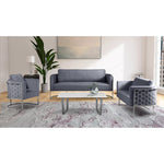 Casa 75.5" Velvet Upholstered Sofa in Grey