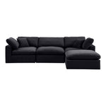 Comfy 119" Velvet Upholstered 4pc. Modular Sectional in Black