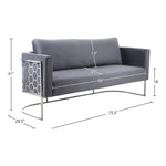 Casa 75.5" Velvet Upholstered Sofa in Grey