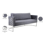 Casa 75.5" Velvet Upholstered Sofa in Grey
