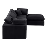 Comfy 119" Velvet Upholstered 4pc. Modular Sectional in Black