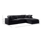 Comfy 119" Velvet Upholstered 4pc. Modular Sectional in Black