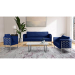 Casa 75.5" Velvet Upholstered Sofa in Navy