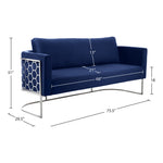 Casa 75.5" Velvet Upholstered Sofa in Navy
