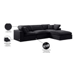 Comfy 119" Velvet Upholstered 4pc. Modular Sectional in Black