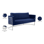 Casa 75.5" Velvet Upholstered Sofa in Navy