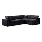 Comfy 119" Velvet Upholstered 4pc. Modular Sectional in Black