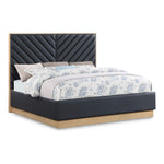 Casa Vegan Leather Upholstered King Bed (3 Boxes) in Black