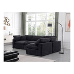 Comfy 119" Velvet Upholstered 4pc. Modular Sectional in Black
