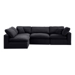 Comfy 119" Velvet Upholstered 4pc. Modular Sectional in Black