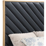 Casa Vegan Leather Upholstered King Bed (3 Boxes) in Black