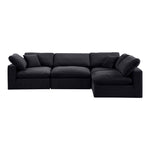 Comfy 119" Velvet Upholstered 4pc. Modular Sectional in Black