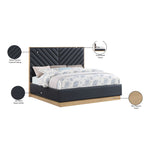 Casa Vegan Leather Upholstered King Bed (3 Boxes) in Black