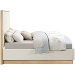 Casa Vegan Leather Upholstered King Bed (3 Boxes) in Cream