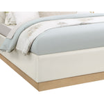 Casa Vegan Leather Upholstered King Bed (3 Boxes) in Cream