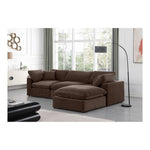 Comfy 119" Velvet Upholstered 4pc. Modular Sectional in Brown