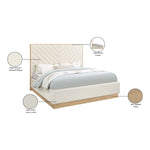 Casa Vegan Leather Upholstered King Bed (3 Boxes) in Cream