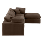 Comfy 119" Velvet Upholstered 4pc. Modular Sectional in Brown