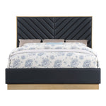 Casa Vegan Leather Upholstered Queen Bed (3 Boxes) in Black