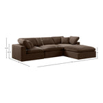 Comfy 119" Velvet Upholstered 4pc. Modular Sectional in Brown