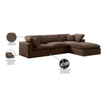 Comfy 119" Velvet Upholstered 4pc. Modular Sectional in Brown