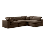 Comfy 119" Velvet Upholstered 4pc. Modular Sectional in Brown