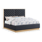 Casa Vegan Leather Upholstered Queen Bed (3 Boxes) in Black