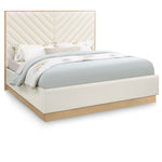 Casa Vegan Leather Upholstered Queen Bed (3 Boxes) in Cream