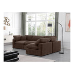 Comfy 119" Velvet Upholstered 4pc. Modular Sectional in Brown