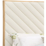 Casa Vegan Leather Upholstered Queen Bed (3 Boxes) in Cream