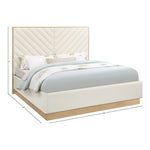 Casa Vegan Leather Upholstered Queen Bed (3 Boxes) in Cream
