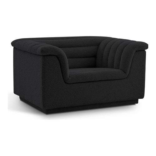 Cascade Boucle Fabric Upholstered Chair in Black