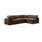 Comfy 119" Velvet Upholstered 4pc. Modular Sectional in Brown