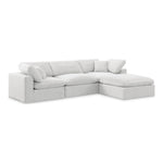 Comfy 119" Velvet Upholstered 4pc. Modular Sectional in Cream