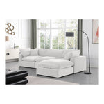 Comfy 119" Velvet Upholstered 4pc. Modular Sectional in Cream