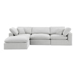 Comfy 119" Velvet Upholstered 4pc. Modular Sectional in Cream