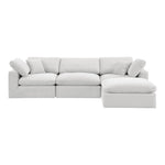Comfy 119" Velvet Upholstered 4pc. Modular Sectional in Cream