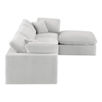 Comfy 119" Velvet Upholstered 4pc. Modular Sectional in Cream