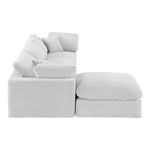 Comfy 119" Velvet Upholstered 4pc. Modular Sectional in Cream