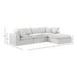 Comfy 119" Velvet Upholstered 4pc. Modular Sectional in Cream