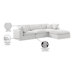 Comfy 119" Velvet Upholstered 4pc. Modular Sectional in Cream