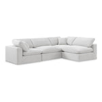 Comfy 119" Velvet Upholstered 4pc. Modular Sectional in Cream