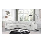 Comfy 119" Velvet Upholstered 4pc. Modular Sectional in Cream