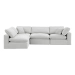 Comfy 119" Velvet Upholstered 4pc. Modular Sectional in Cream