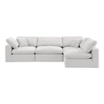Comfy 119" Velvet Upholstered 4pc. Modular Sectional in Cream