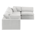 Comfy 119" Velvet Upholstered 4pc. Modular Sectional in Cream