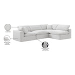 Comfy 119" Velvet Upholstered 4pc. Modular Sectional in Cream