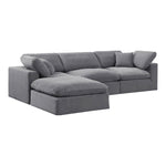 Comfy 119" Velvet Upholstered 4pc. Modular Sectional in Grey